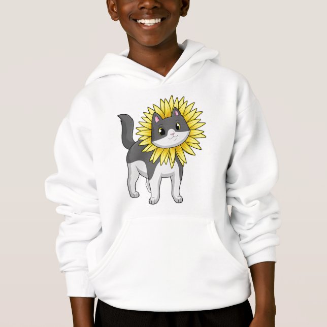 Katt med solros t shirt (Framsida)