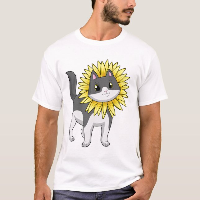 Katt med solros t shirt (Framsida)