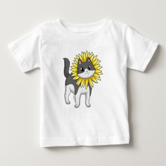 Katt med solros t shirt (Framsida)