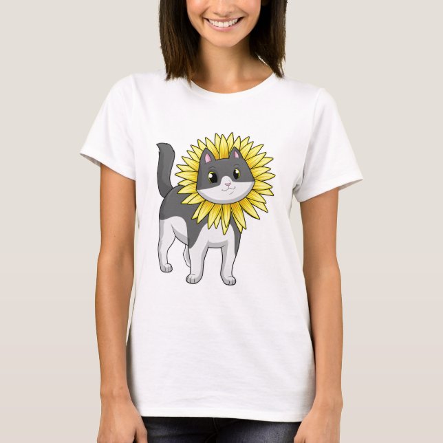 Katt med solros t shirt (Framsida)