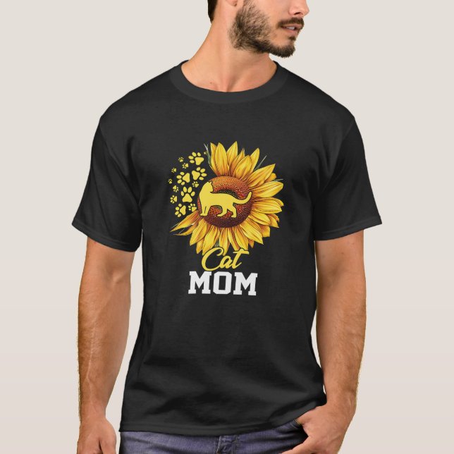 Katt med Solrosklass Mamma Premium T Shirt (Framsida)