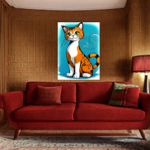 Katt med söt, svart vit orange | AI Art
