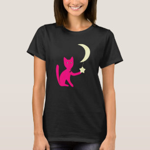 Katt med stjärnöga som leker med halvmåne stjärna t shirt