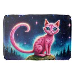 Katt med stor glöd, ögon med lång svan badrumsmatta