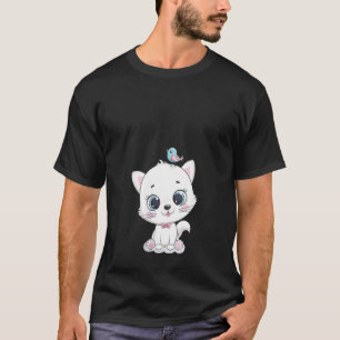 Katt med stort Ögon och stora fåglar vilka Sjungor T Shirt