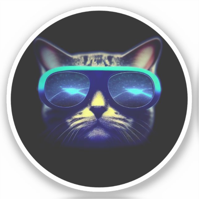 Katt med sunglass Sticker Klistermärken (Framsida)