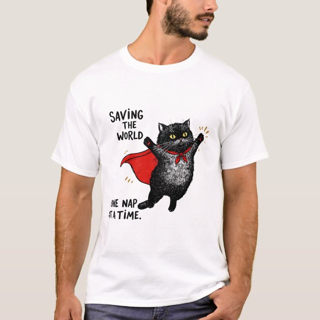Katt med superhjälte t shirt (Framsida)