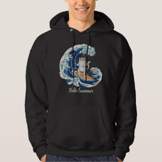 Katt med Sushi Wave Vintage Surfing Hoodie
