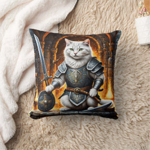 Katt med svärd och sköld kudde