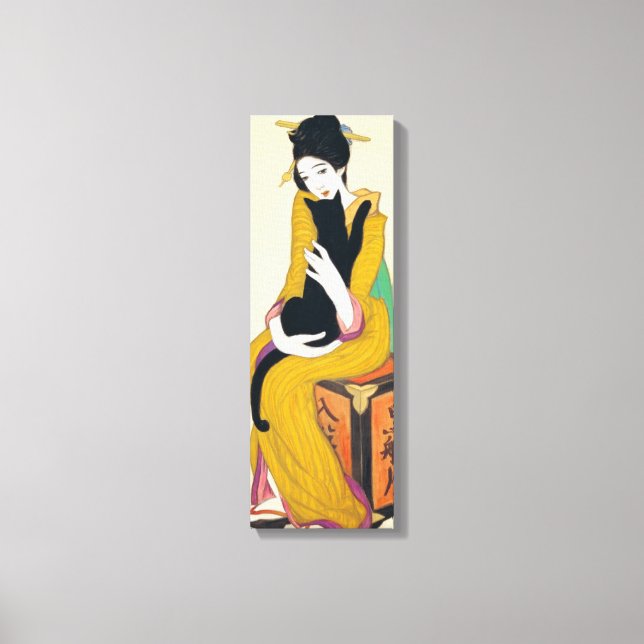 Katt med svart katt, Yumeji Takehisa Canvastryck (Framsida)