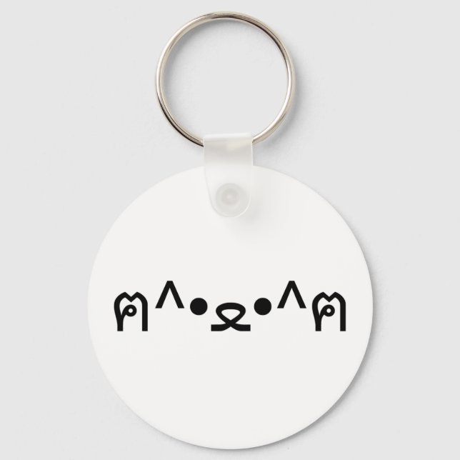 Katt med Tass Emoticon ฅ^ ・ ・^ฅ japanska Kaomoji Nyckelring (Framsida)