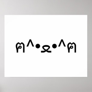 Katt med Tass Emoticon ฅ^ ・ ・^ฅ japanska Kaomoji Poster