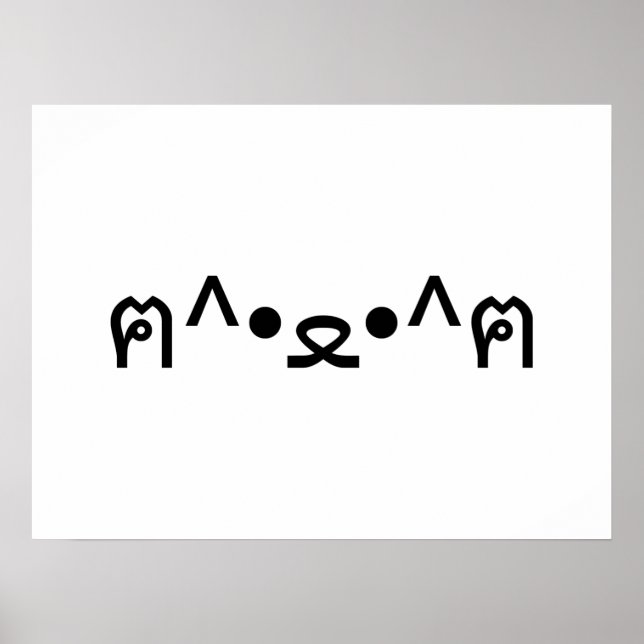 Katt med Tass Emoticon ฅ^ ・ ・^ฅ japanska Kaomoji Poster (Framsidan)