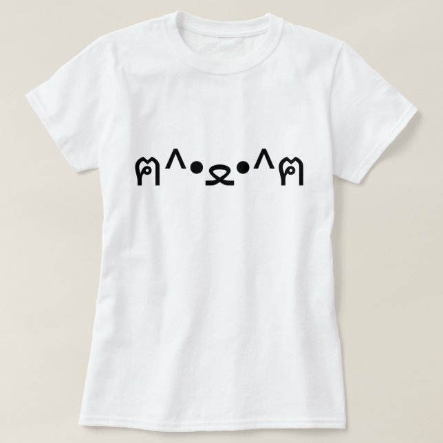 Katt med Tass Emoticon ฅ^ ・ ・^ฅ japanska Kaomoji T Shirt (Design framsida)