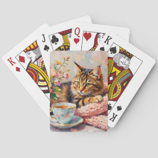 Katt med Tea Kopp Casinokort