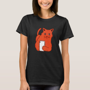 Katt Med Telefon T Shirt