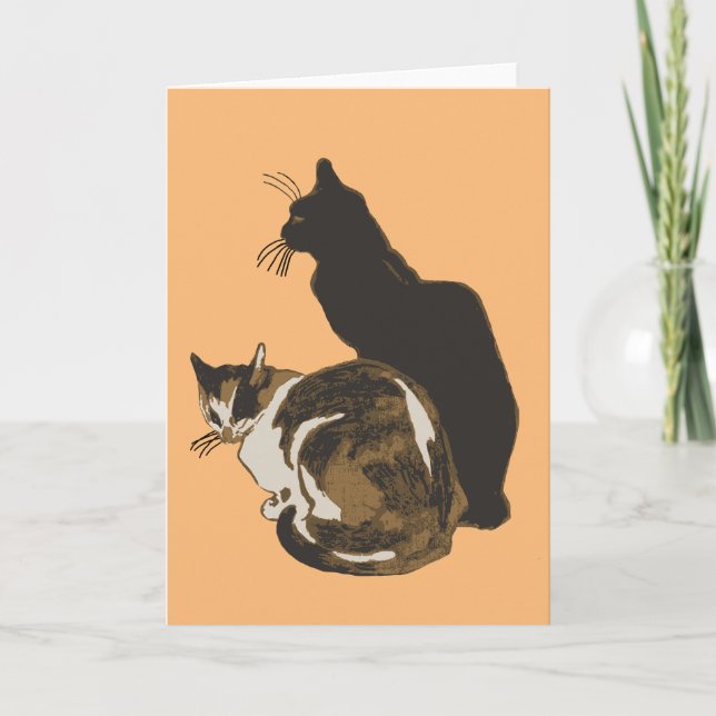 Katt med tigrerad och svart katt utklippt kort (Framsida)