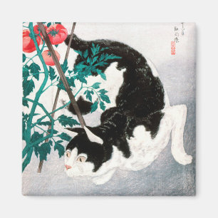 Katt med Tomato Plant (1931) av Hiroaki Takahashi Magnet