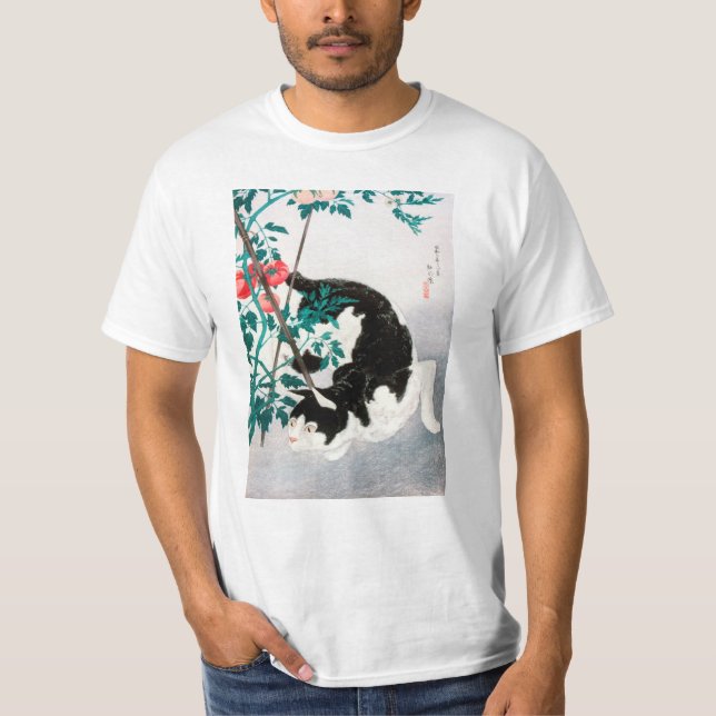 Katt med Tomato Plant (1931) av Hiroaki Takahashi T Shirt (Framsida)