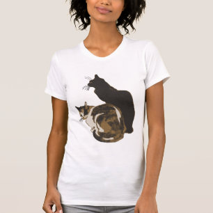 Katt med trefärgad päls och svart katt utklippt t shirt