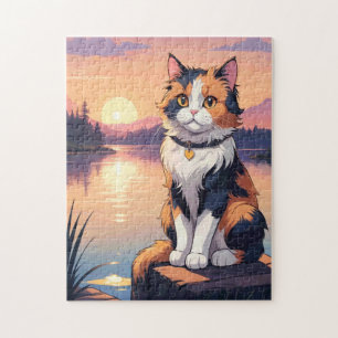 Katt med trefärgat päls pussel