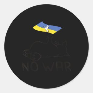 Katt med Ukraina Flagga inget krig, fred för Ukrai Runt Klistermärke