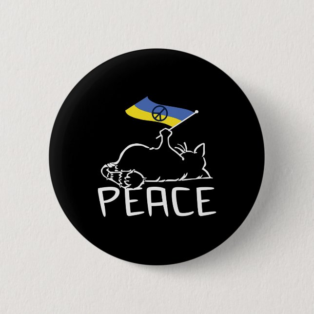 Katt med Ukrainas flagga  Knapp (Framsida)