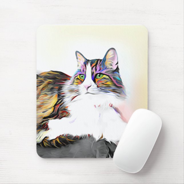 Katt med vackra regnbåge päls musmatta (Med mus)