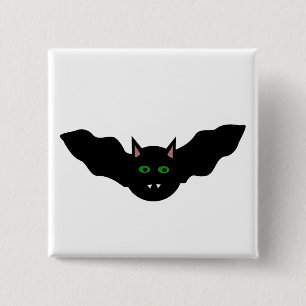 Katt med Vampire Cat Faced Fladdermus Halloween Bu Knapp
