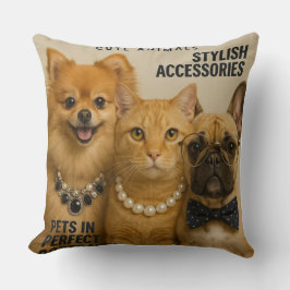 Katt med vänner i magasin kudde