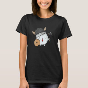 Katt med Vikinghjälm Yxa Och Sköld T Shirt