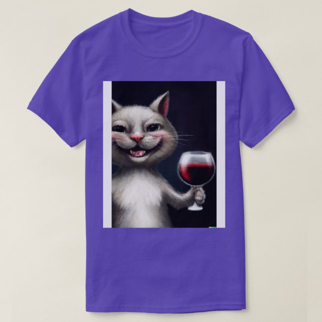 Katt med Vin 1 T Shirt (Design framsida)