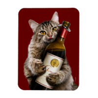 Katt med Vin Flaska