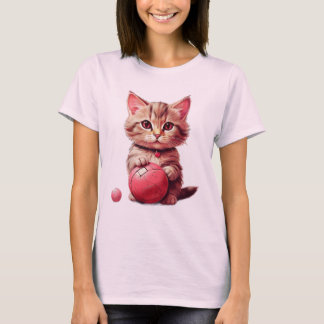 Katt med vintage från boll djur valentines day t shirt