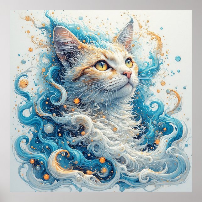 Katt med virvlande abstrakta mönster poster (Framsidan)