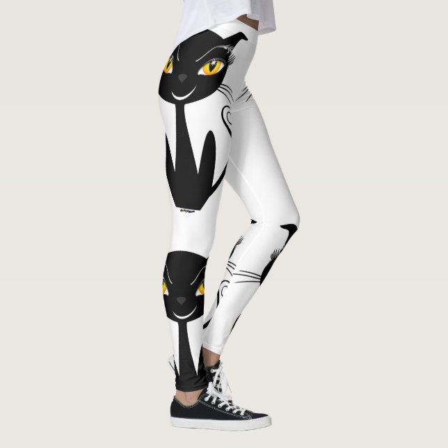 Katt med vismisk svart katt leggings (Höger)
