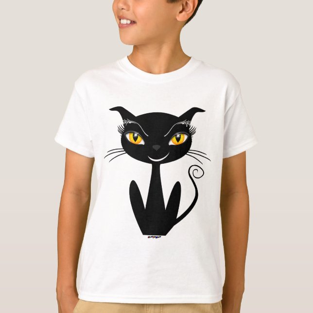 Katt med vismisk svart katt tee (Framsida)