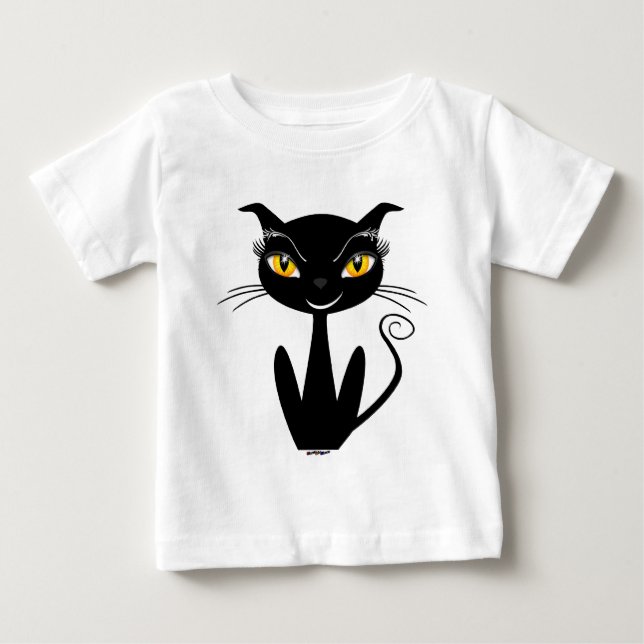Katt med vismisk svart katt tee shirt (Framsida)