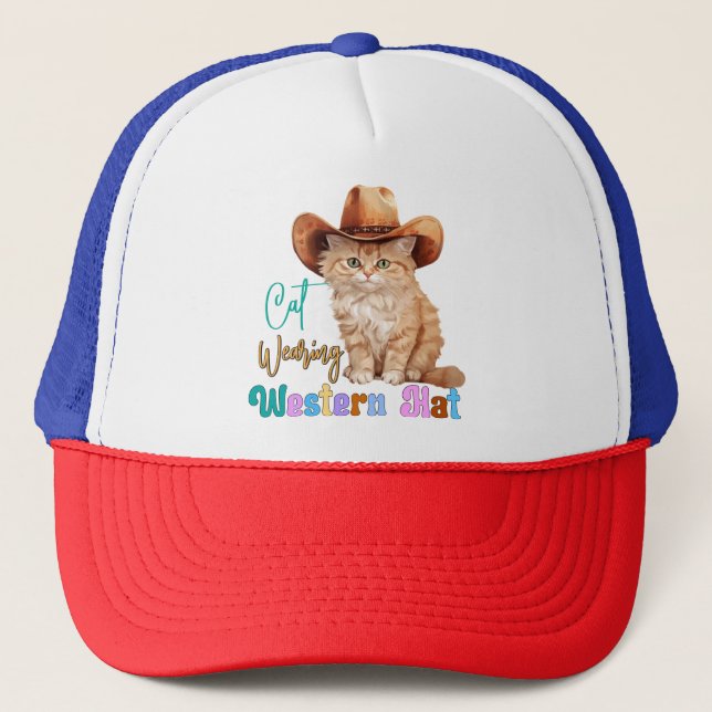 Katt med Western Hat-85246 Keps (Framsida)