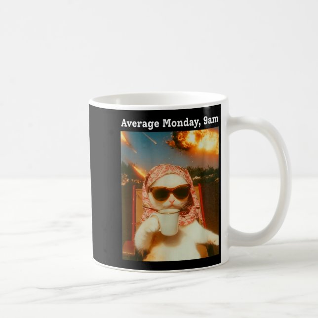 Katt Meme Genomsnittlig Måndag 9am Rolig Sarksatis Kaffemugg (Höger)