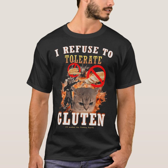 Katt Meme Glutenintolerant T Shirt (Framsida)