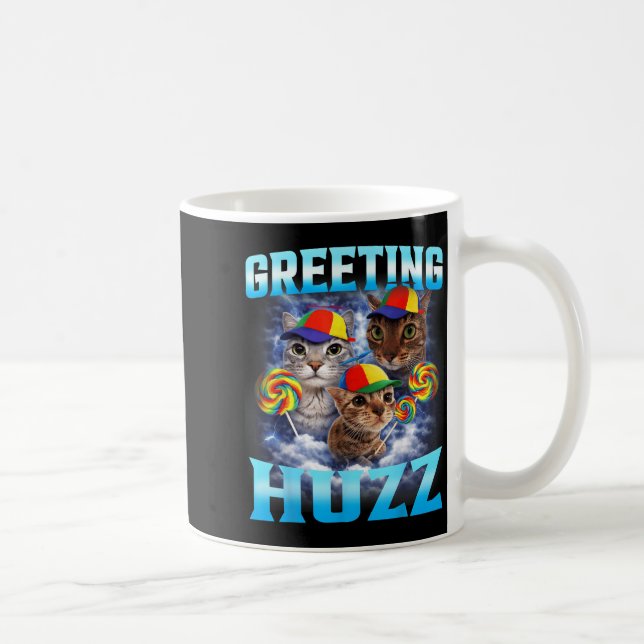 Katt Meme Hälsningar Huzz Roligt Kaffemugg (Höger)