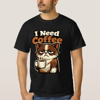 KATT MEME ”JAG BEHÖVER KAFFE” T SHIRT