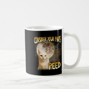 Katt Meme Katt Älskare Katt Mamma Roligt Överväg D Kaffemugg