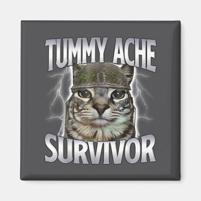 Katt Meme Om Överlevare Av Magont Roligt Citat Kat Magnet (Framsidan)