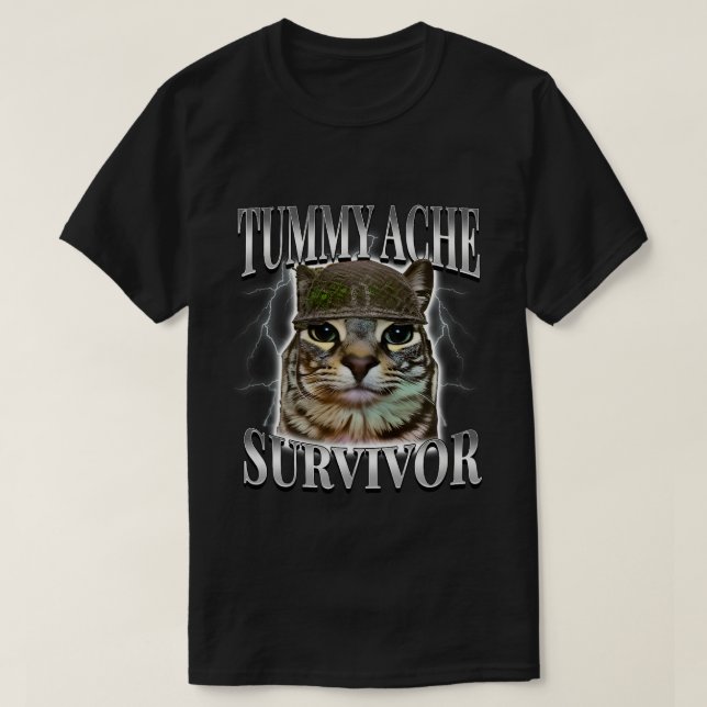 Katt Meme om överlevare av magont T Shirt (Design framsida)