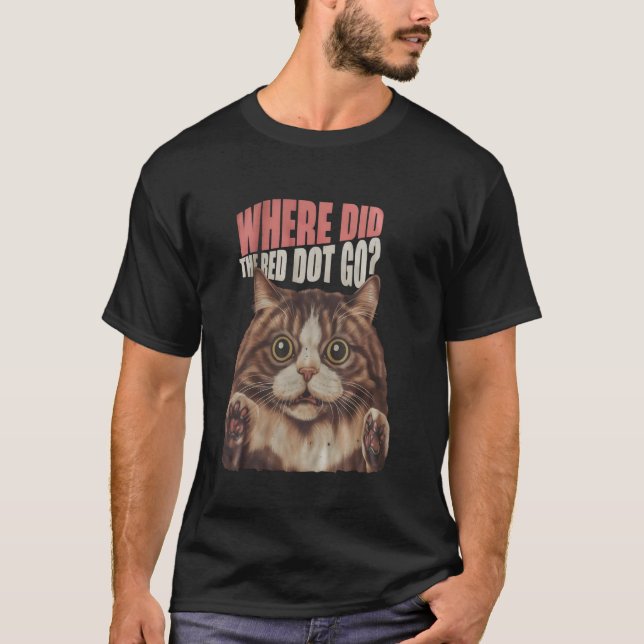 Katt Meme Röd Punkt Kattälskare T Shirt (Framsida)