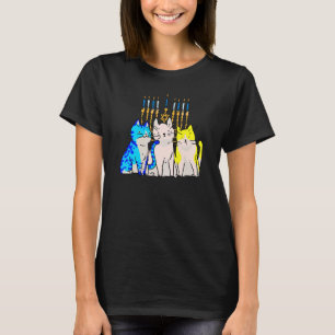 Katt Menorah Hanukkah Söt Kattunge Chanukah Judisk T Shirt