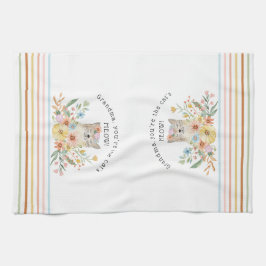Katt Meow Grandma Cute Kattunge Blommigt Pastel Kökshandduk