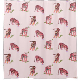 Katt Meow Tiger Rosa Shower Curtain